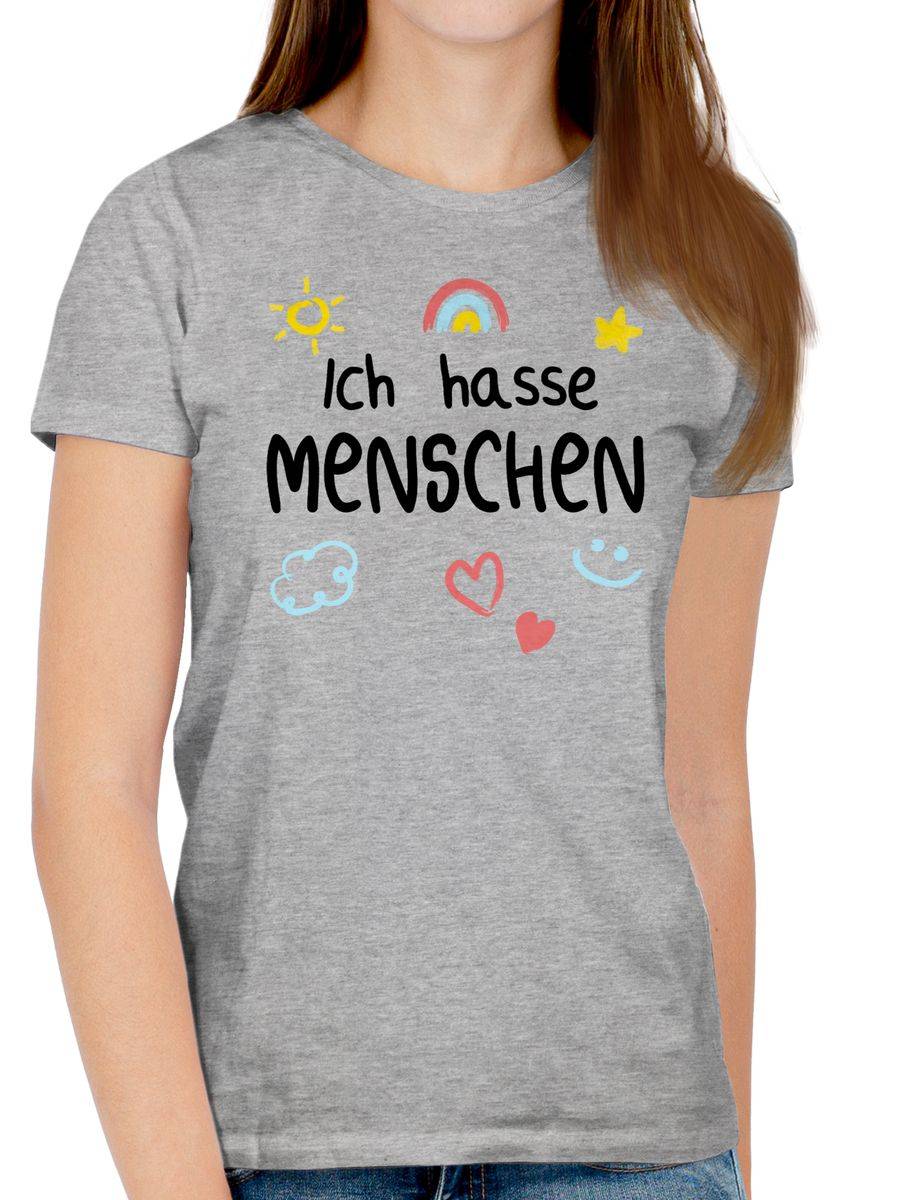 Shirtracer Ich Hasse Menschen Kinderschrift - Schwarz: Tshirt Turnbeutel Shirtracer