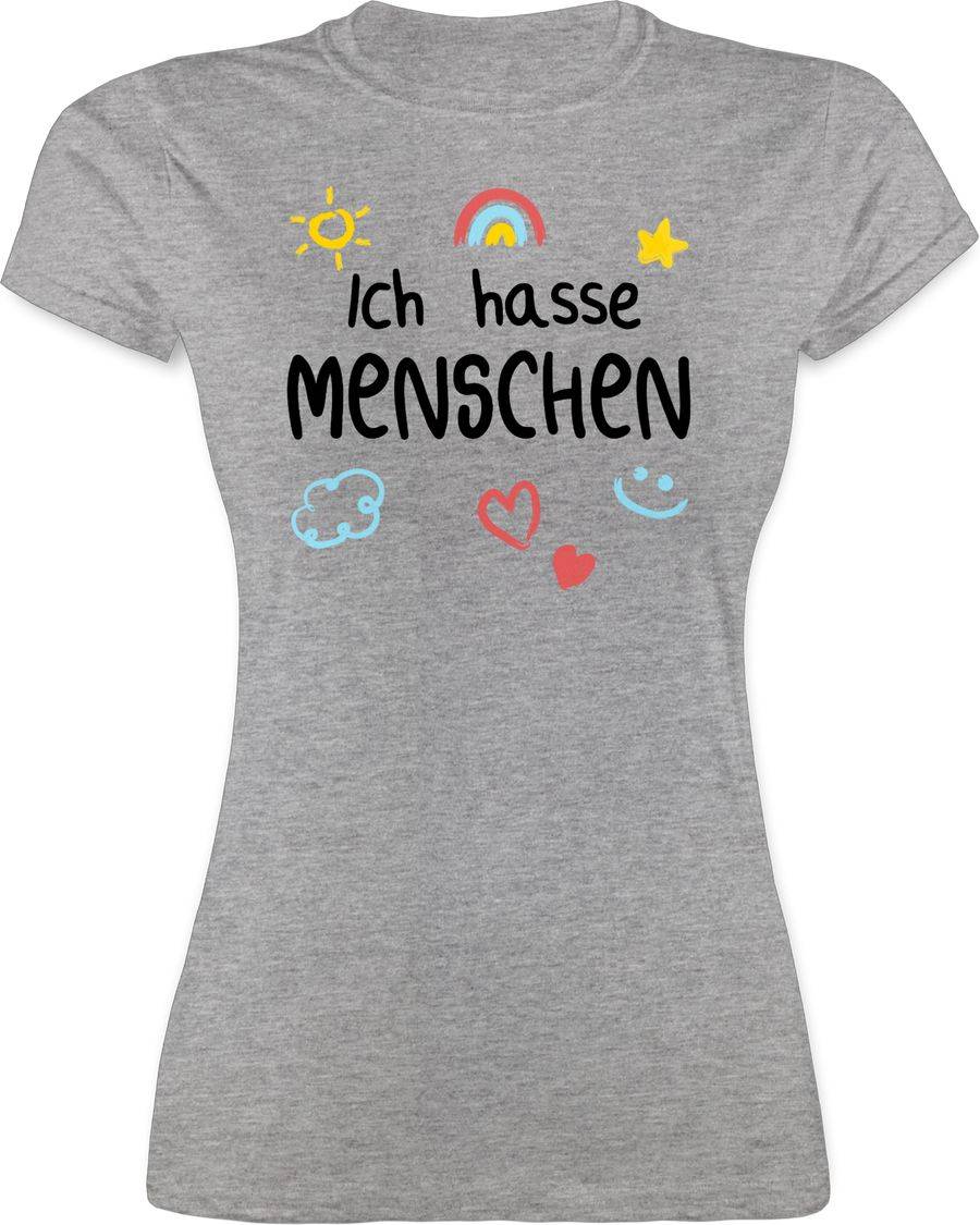 Shirtracer Ich hasse Menschen Kinderschrift - schwarz: Tshirt Turnbeutel Shirtracer