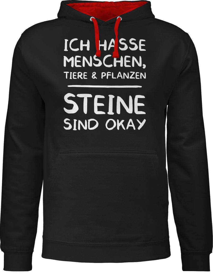 Shirtracer Ich Hasse Menschen Tiere und Pflanzen Steine Sind Okay: T-Shirt Turnbeutel Shirtracer