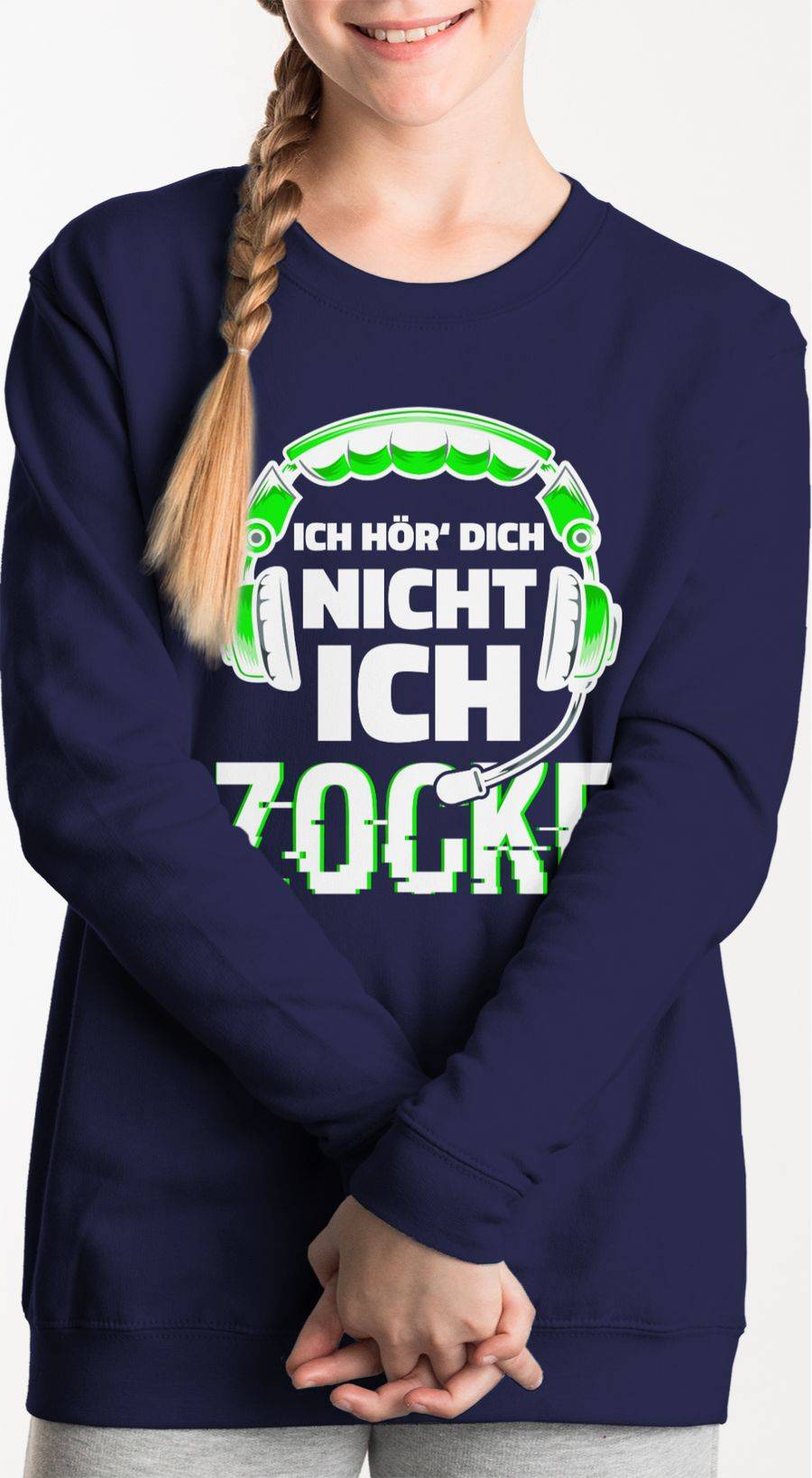 Shirtracer Ich Hör Dich Nicht Ich Zocke Headset Glitch Weiß Grün: Tshirt Rucksack Shirtracer