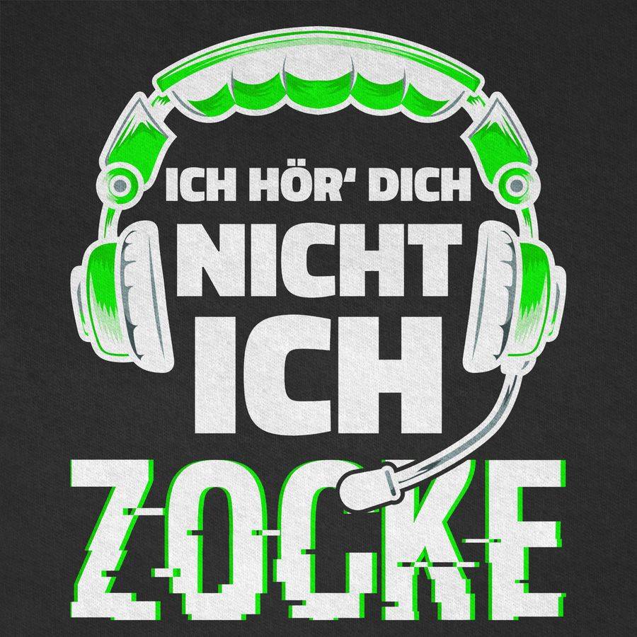 Shirtracer Ich Hör Dich Nicht Ich Zocke Headset Glitch Weiß Grün: Tshirt Rucksack Shirtracer