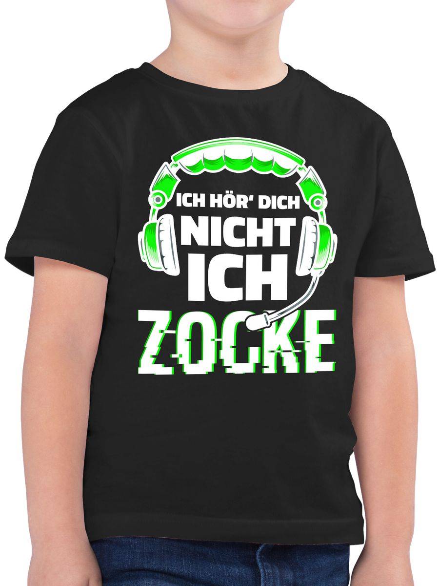 Shirtracer Ich hör dich nicht ich zocke Headset Glitch Weiß Grün: Tshirt Rucksack Shirtracer