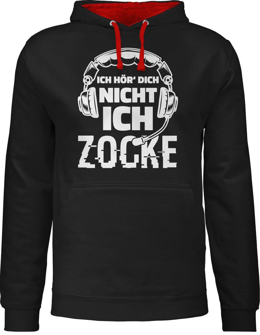 Shirtracer Ich hör dich nicht ich zocke Headset Glitch Weiß: Tshirt Gym Bag Shirtracer