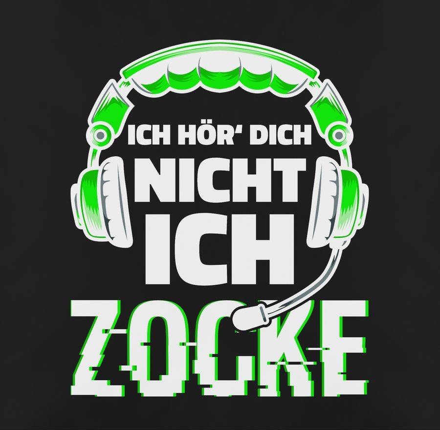 Shirtracer Ich Hör Dich Nicht Ich Zocke Headset Glitch Weiß Grün: Tshirt Rucksack Shirtracer
