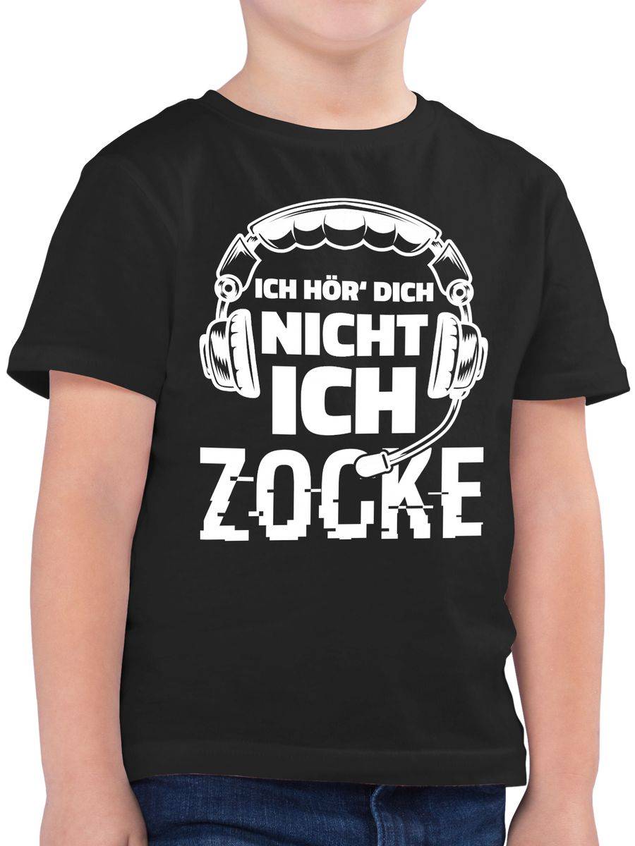 Shirtracer Ich hör dich nicht ich zocke Headset Glitch Weiß: Tshirt Gym Bag Shirtracer