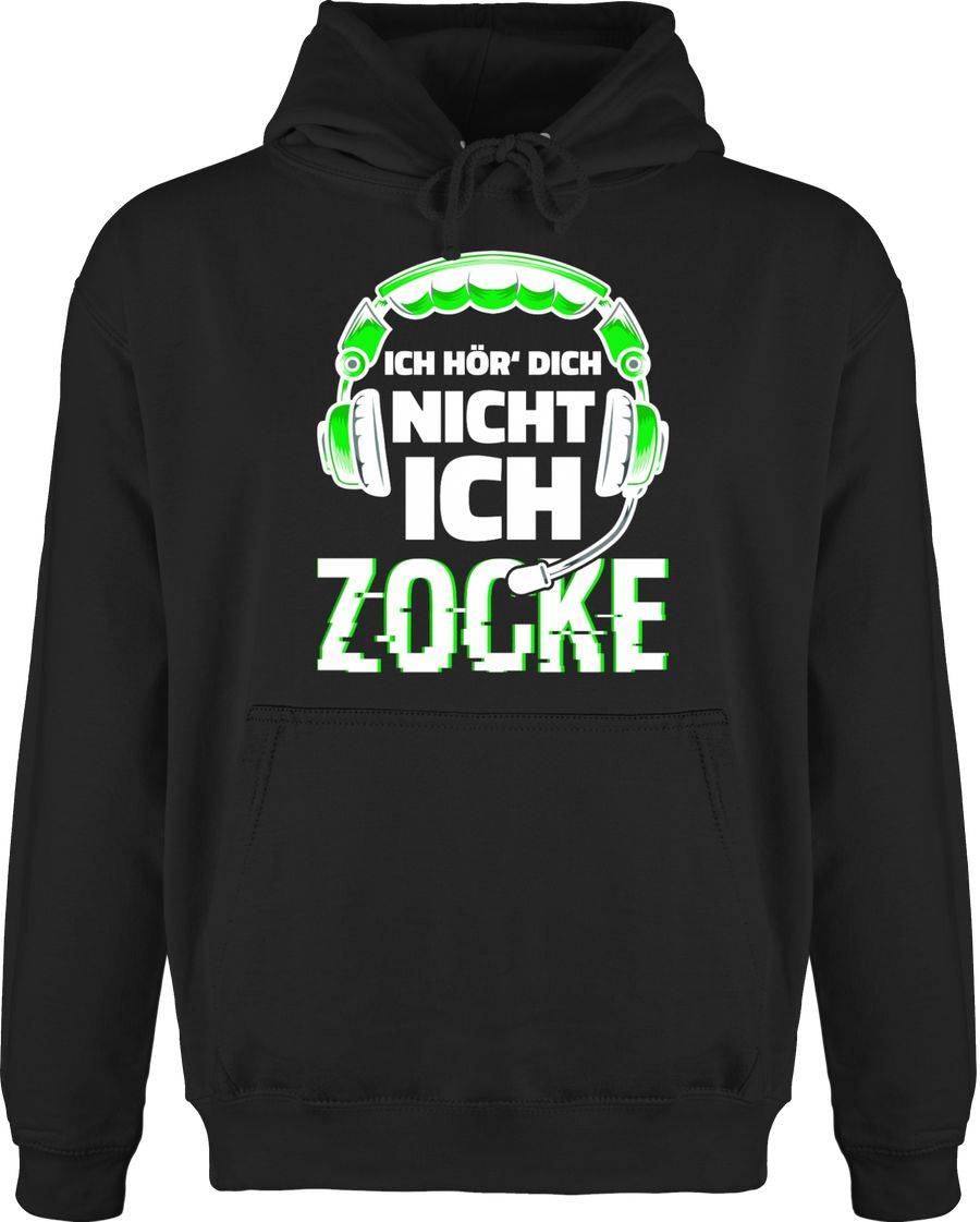 Shirtracer Ich hör dich nicht ich zocke Headset Glitch Weiß Grün: Tshirt Rucksack Shirtracer