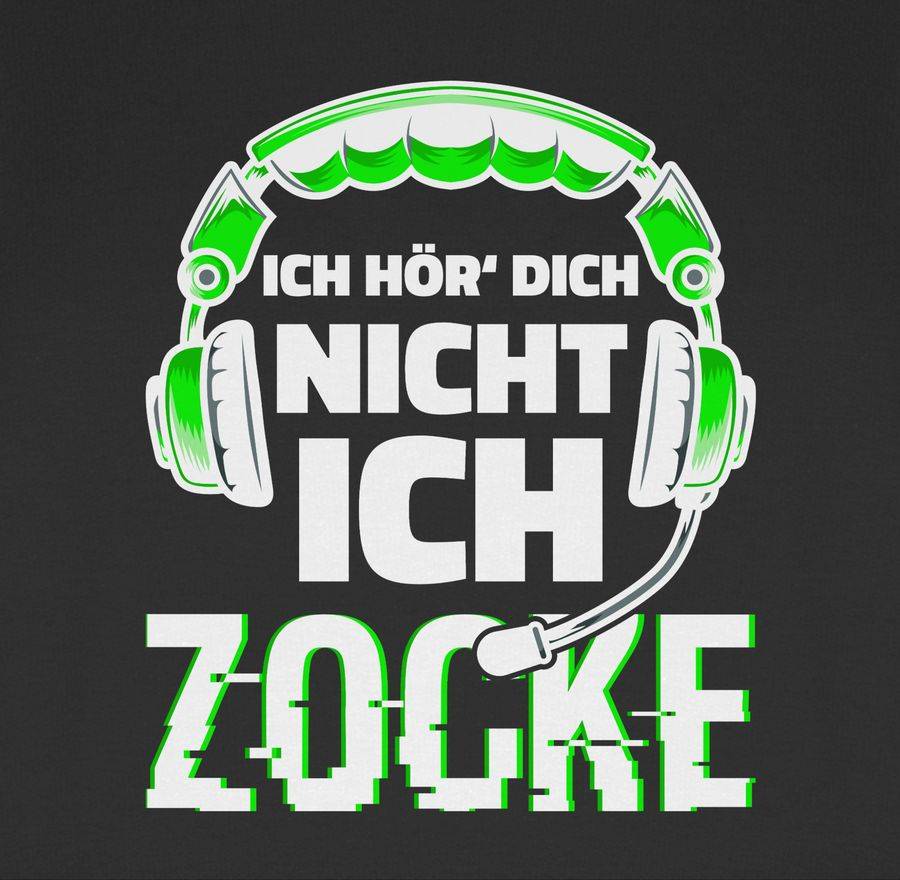 Shirtracer Ich Hör Dich Nicht Ich Zocke Headset Glitch Weiß Grün: Tshirt Rucksack Shirtracer