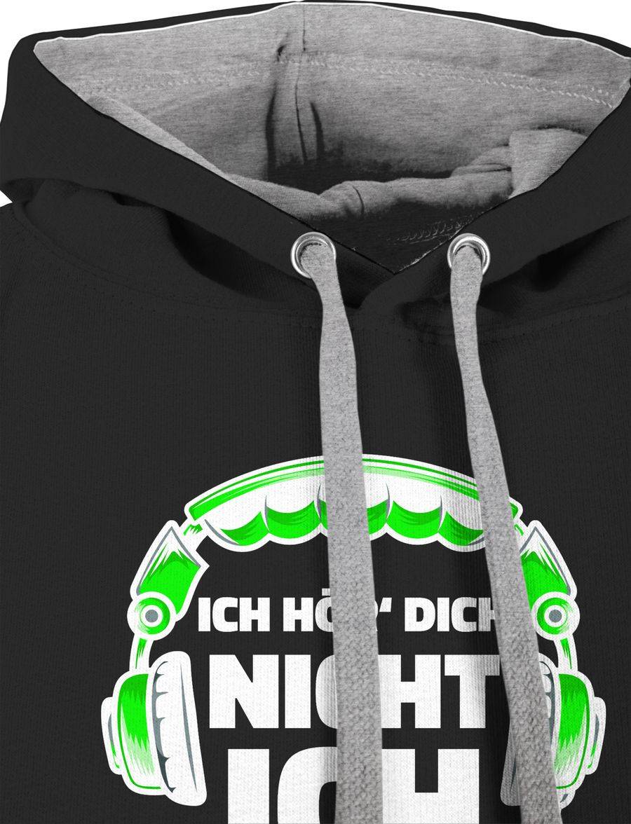 Shirtracer Ich Hör Dich Nicht Ich Zocke Headset Glitch Weiß Grün: Tshirt Rucksack Shirtracer
