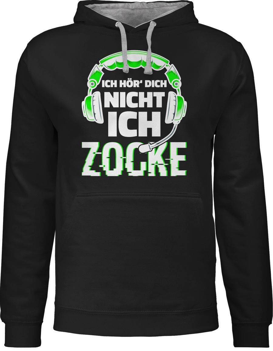 Shirtracer Ich hör dich nicht ich zocke Headset Glitch Weiß Grün: Tshirt Rucksack Shirtracer