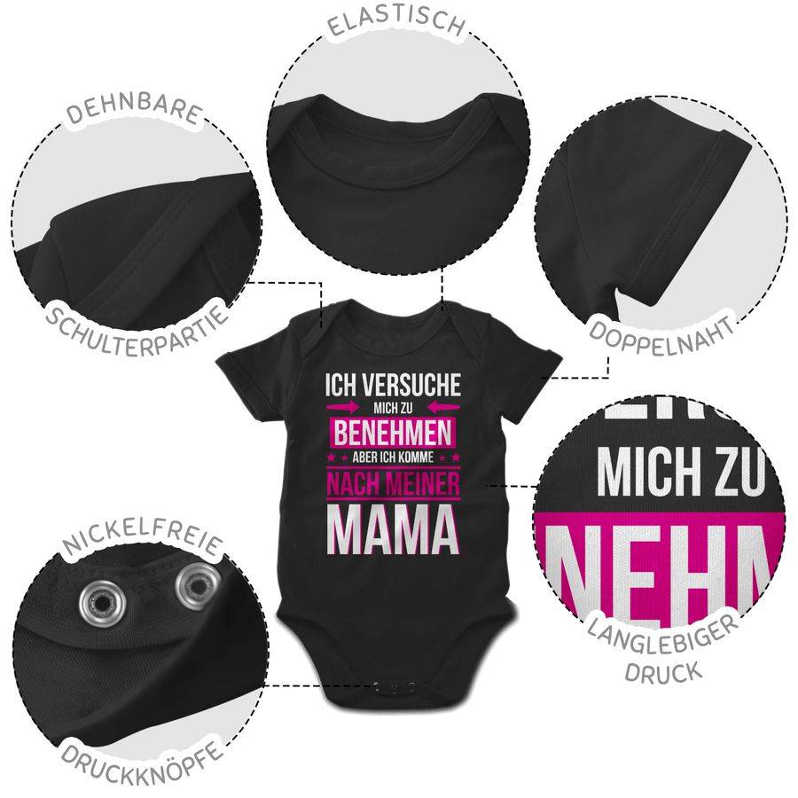Shirtracer Ich Versuche Mich Zu Benehmen Aber Ich Komme Nach Meiner Mama Fuchsia: T-Shirt T Shirtracer