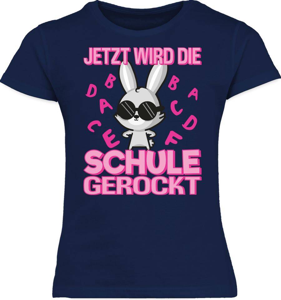 Shirtracer Jetzt wird die Schule gerockt Hase Sonnenbrille Fuchsia: T-Shirt Turnbeutel Shirtracer