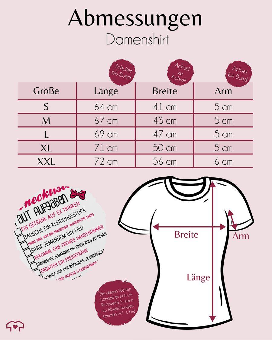 Shirtracer JGA Braut Aufgaben Checkliste Schwarz/fuchsia Shirts & Mehr Shirtracer