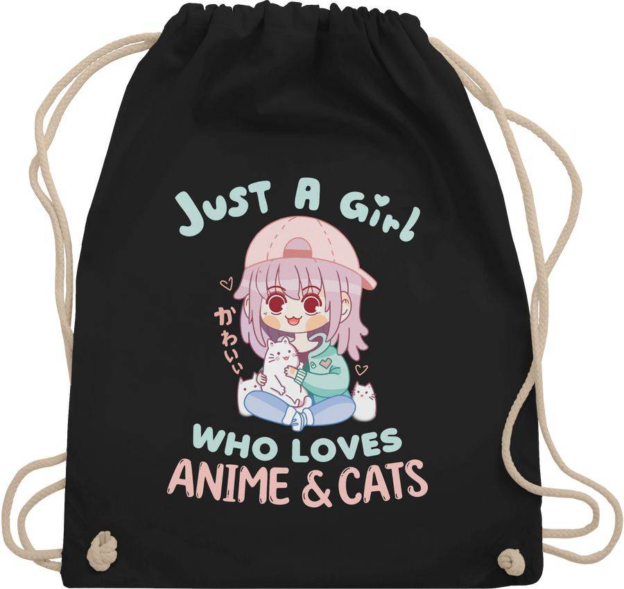 Shirtracer Just a girl who loves anime & cats kawaii chibi: T-Shirt Rucksack Shirtracer