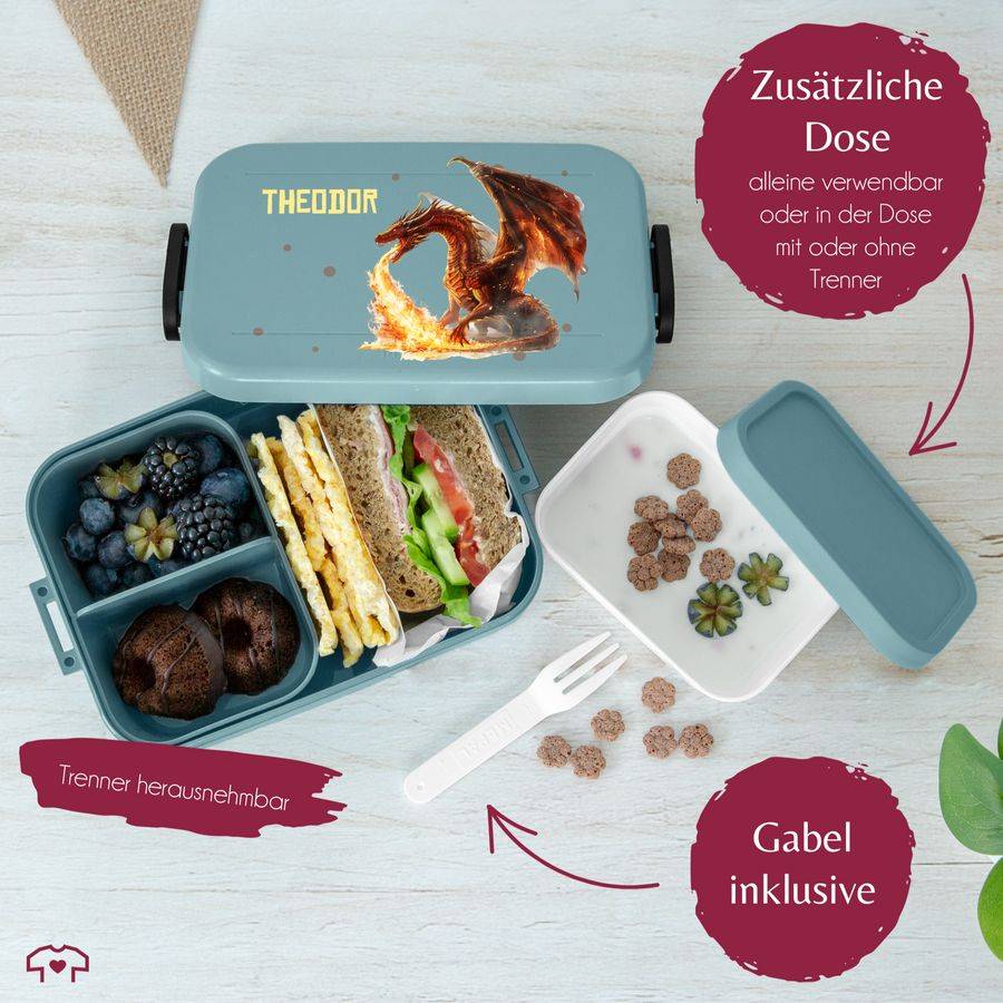 Shirtracer Kinder Brotdose Mit Feuerspeiendem Drachen Personalisierbar Mit Namen Perfekt Für Kindergarten Und Einschulung Shirtracer