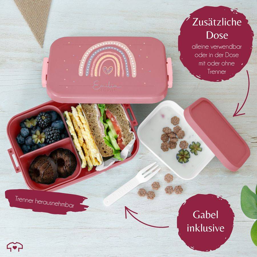 Shirtracer Kinder-Brotdose Mit Regenbogen Mit Namen Ideal Für Kita Und Grundschule Geschenk Zur Einschulung Mädchen Shirtracer