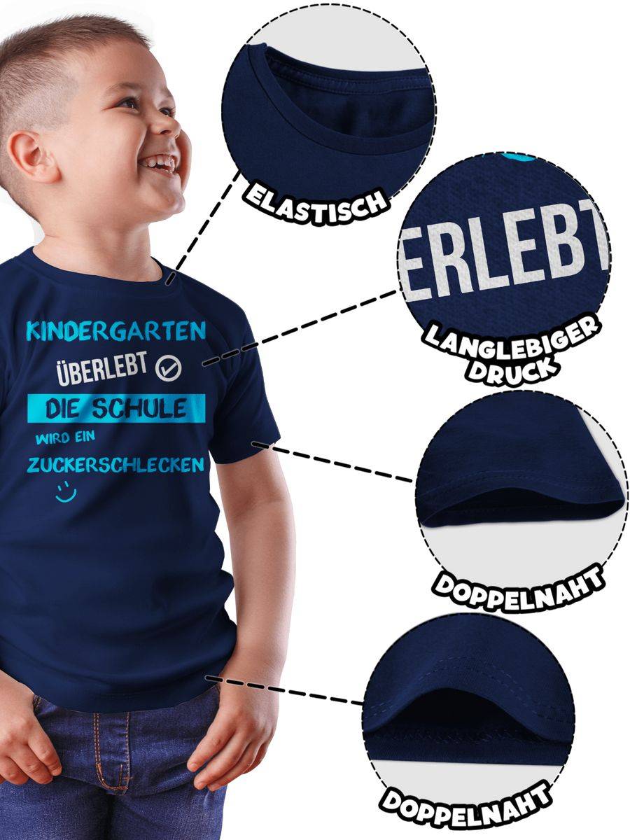 Shirtracer Kindergarten überlebt Blau Emoticon Shirts & Mehr Shirtracer