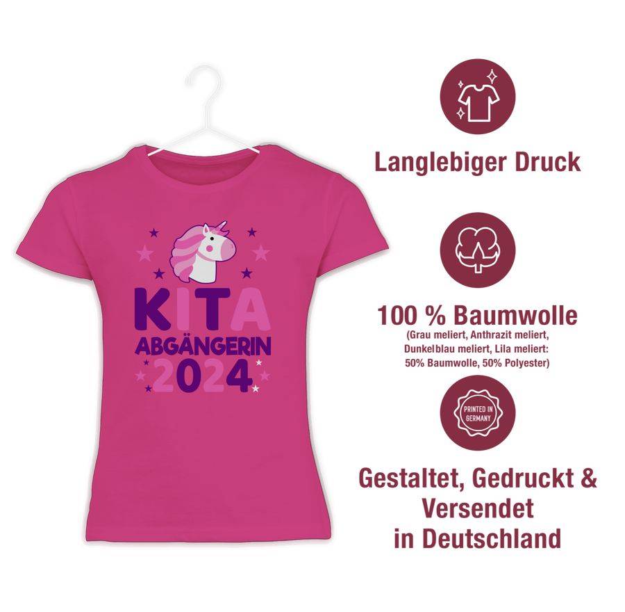 Shirtracer Kita Abgängerin 2024 Rosa/lila Einhorn Sterne Shirts & Mehr Shirtracer