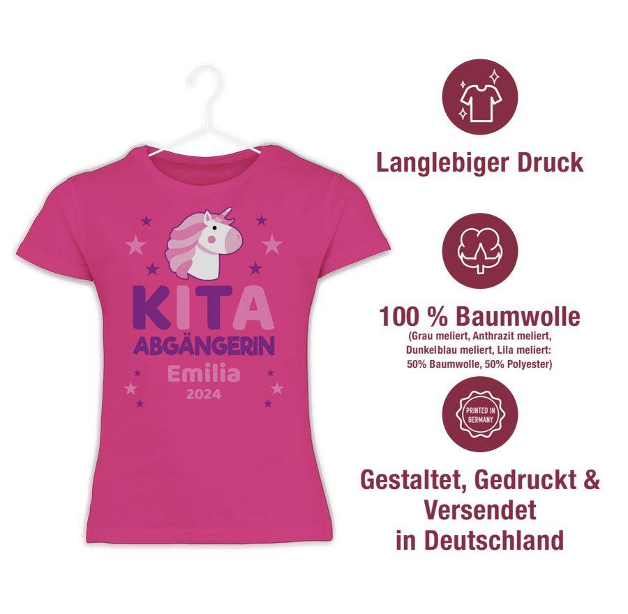 Shirtracer Kita Abgängerin 2024 - Rosa Lila Einhorn & Sterne Shirts & Mehr Shirtracer
