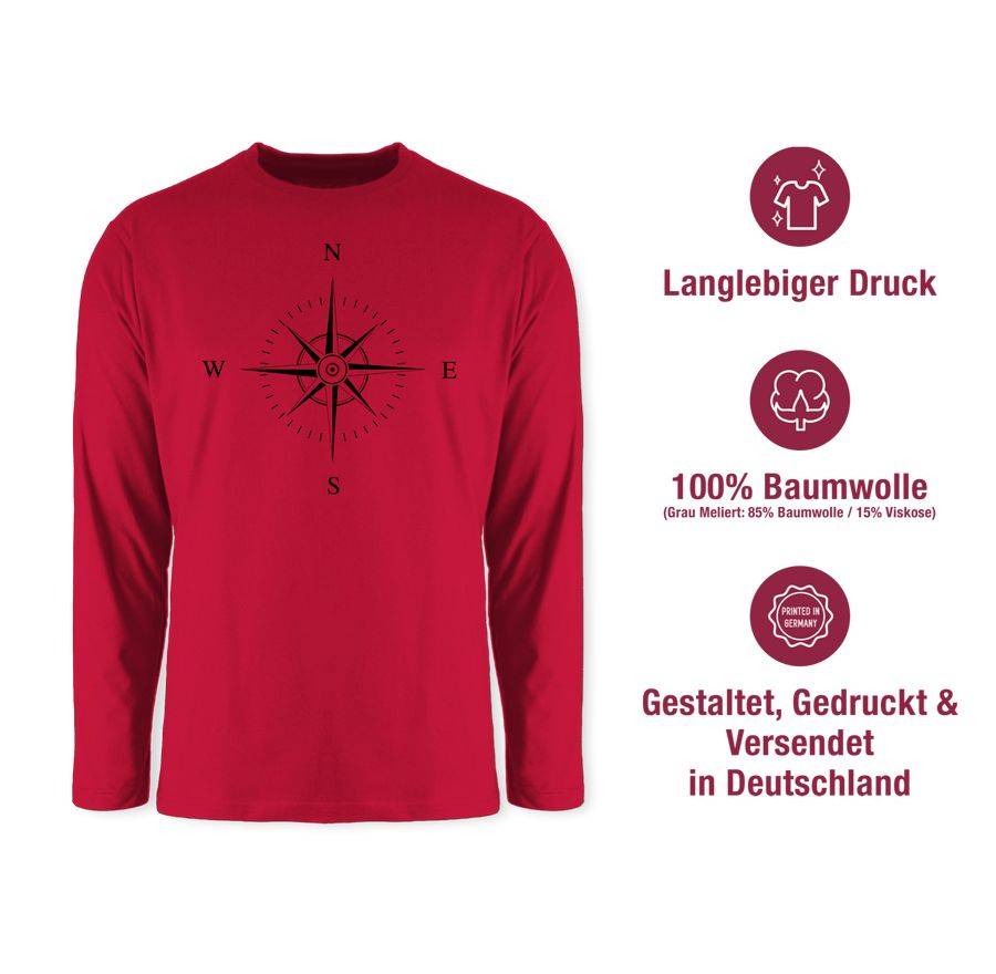 Shirtracer Kompass - Schwarz: T-Shirt Turnbeutel Shirtracer