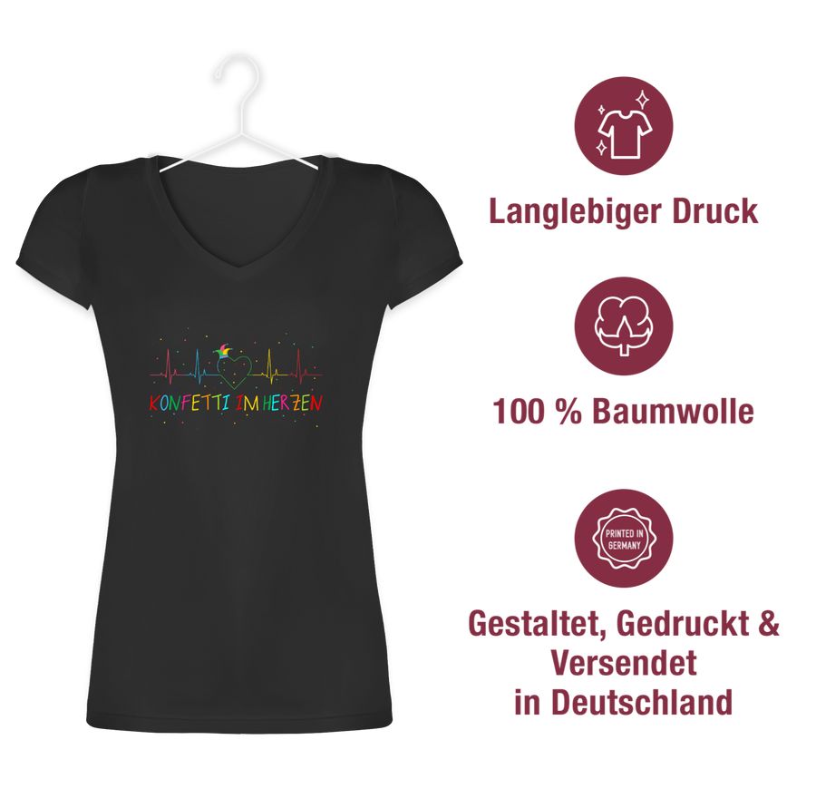 Shirtracer Konfetti Im Herzen Herzschlag Fasching Shirts & Mehr Shirtracer