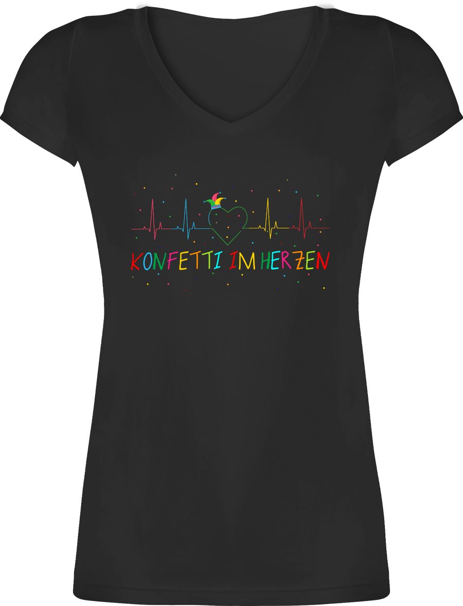 Shirtracer Konfetti im Herzen Herzschlag Fasching Shirts & Mehr Shirtracer