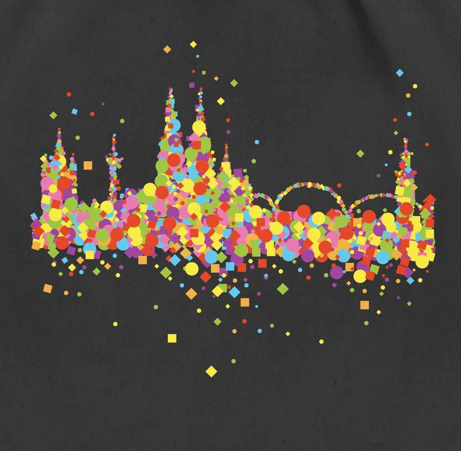 Shirtracer Konfetti Skyline Köln: T-Shirt Turnbeutel Shirtracer
