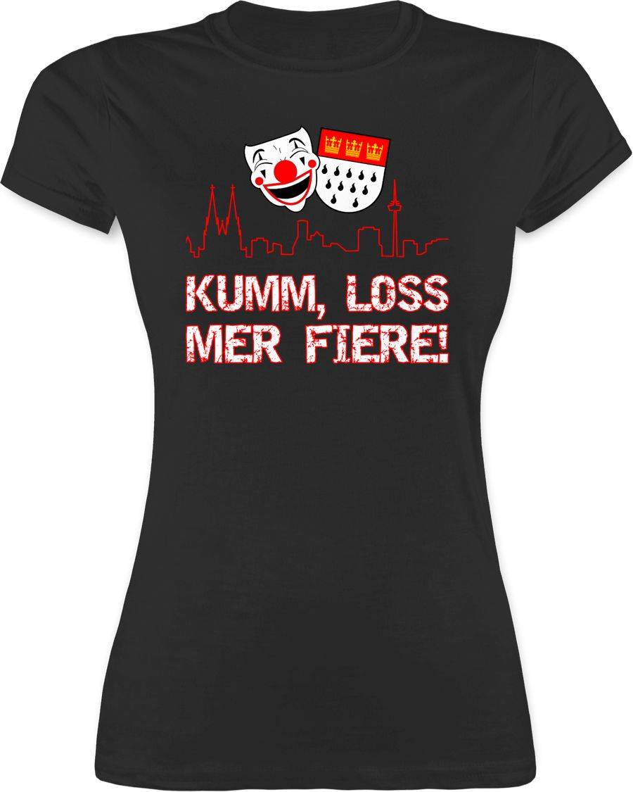 Shirtracer Kumm loss mer fiere Kölle Alaaf Köln Wappen Karneval Karnevalskostüm Clown Shirtracer
