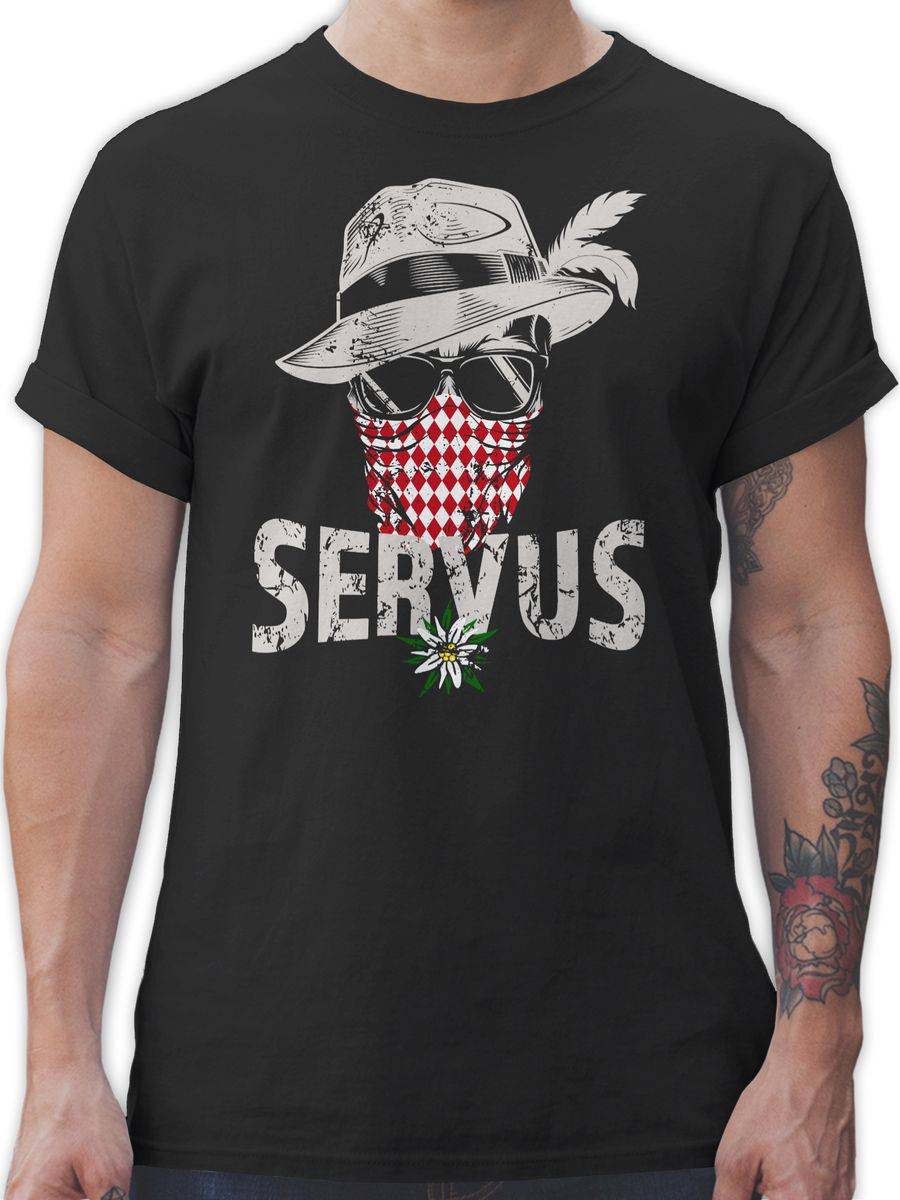 Shirtracer Lausbua Totenkopf Bayrisch Lausbub Tracht Shirts & Mehr Shirtracer