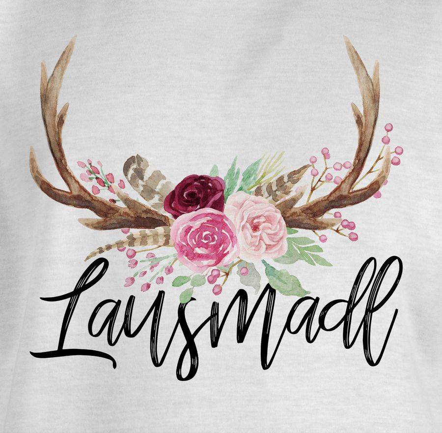 Shirtracer Lausmadl Geweih - Schwarzer Aufdruck: Tshirt Rucksack Shirtracer