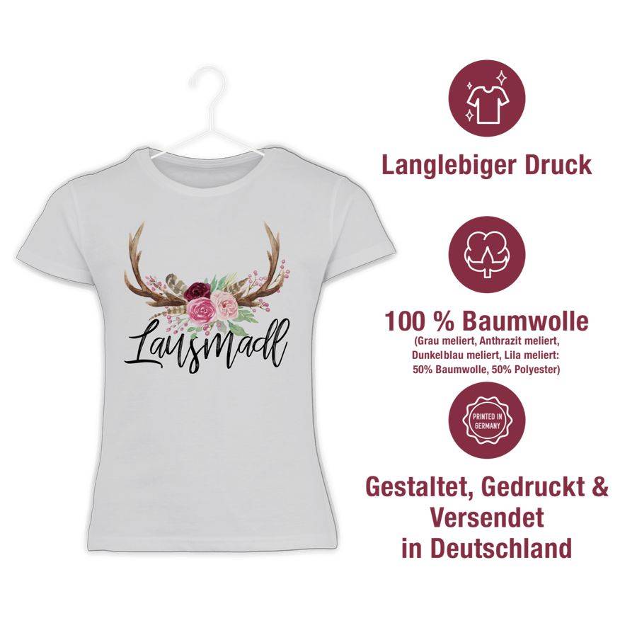 Shirtracer Lausmadl Geweih - Schwarzer Aufdruck: Tshirt Rucksack Shirtracer