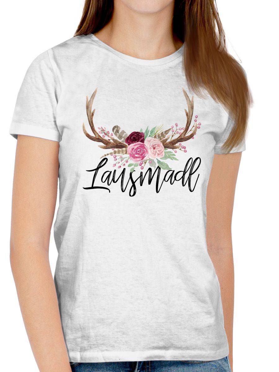 Shirtracer Lausmadl Geweih - Schwarzer Aufdruck: Tshirt Rucksack Shirtracer