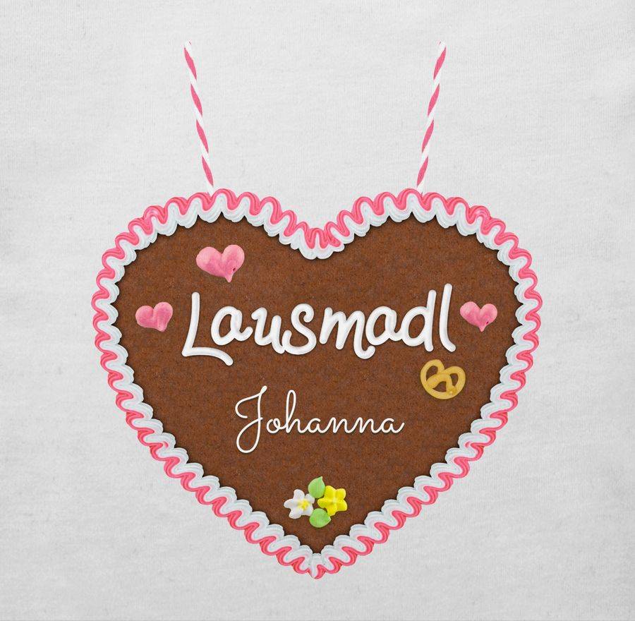 Shirtracer Lausmadl - Lebkuchenherz Und Dein Name - Herzen Blümchen: Tshirt Turnbeutel Shirtracer