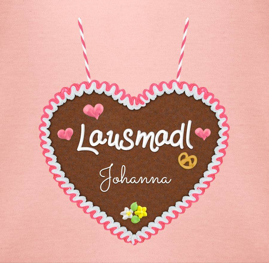 Shirtracer Lausmadl - Lebkuchenherz Und Dein Name - Herzen Blümchen: Tshirt Turnbeutel Shirtracer