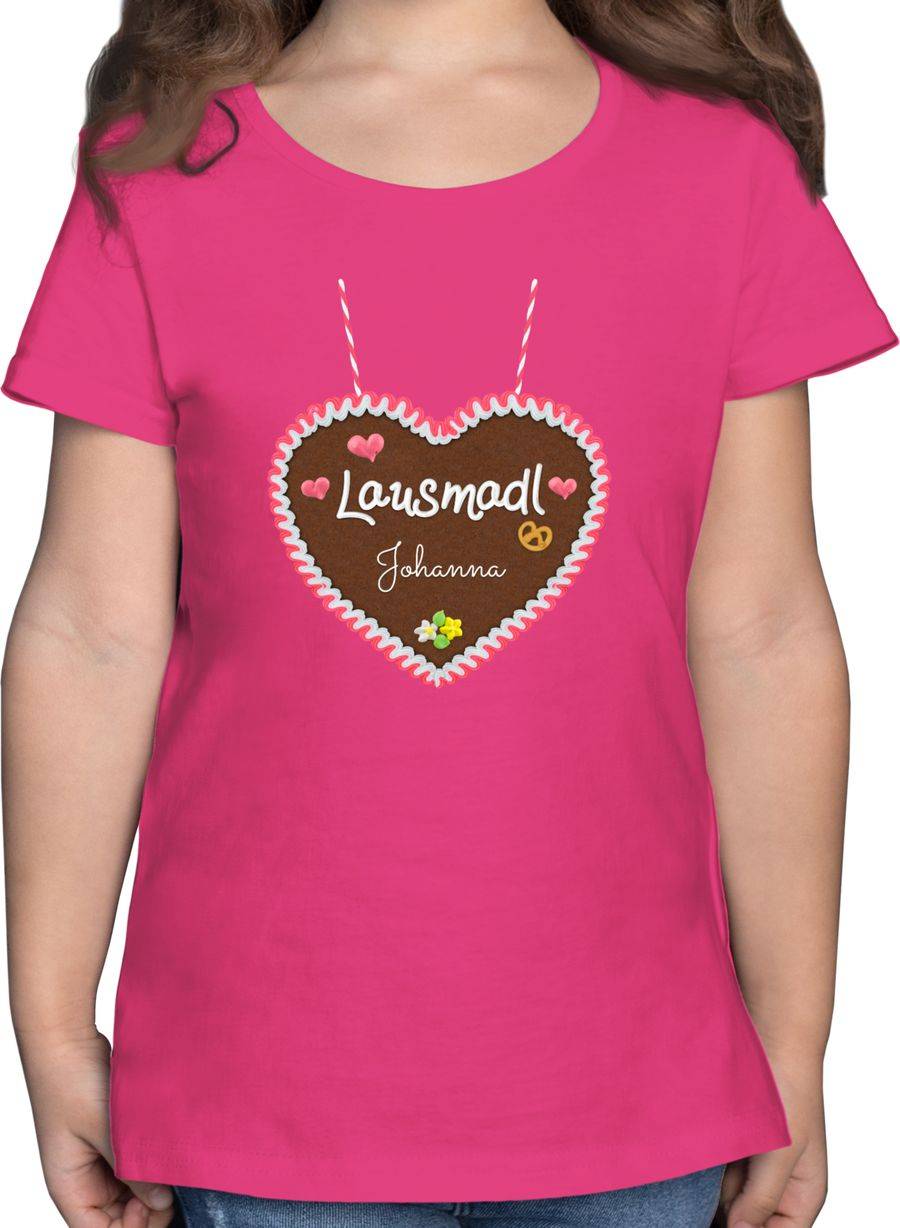 Shirtracer Lausmadl - Lebkuchenherz und Dein Name - Herzen Blümchen: Tshirt Turnbeutel Shirtracer