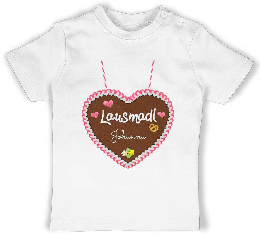Shirtracer Lausmadl - Lebkuchenherz und Dein Name - Herzen Blümchen: Tshirt Turnbeutel Shirtracer