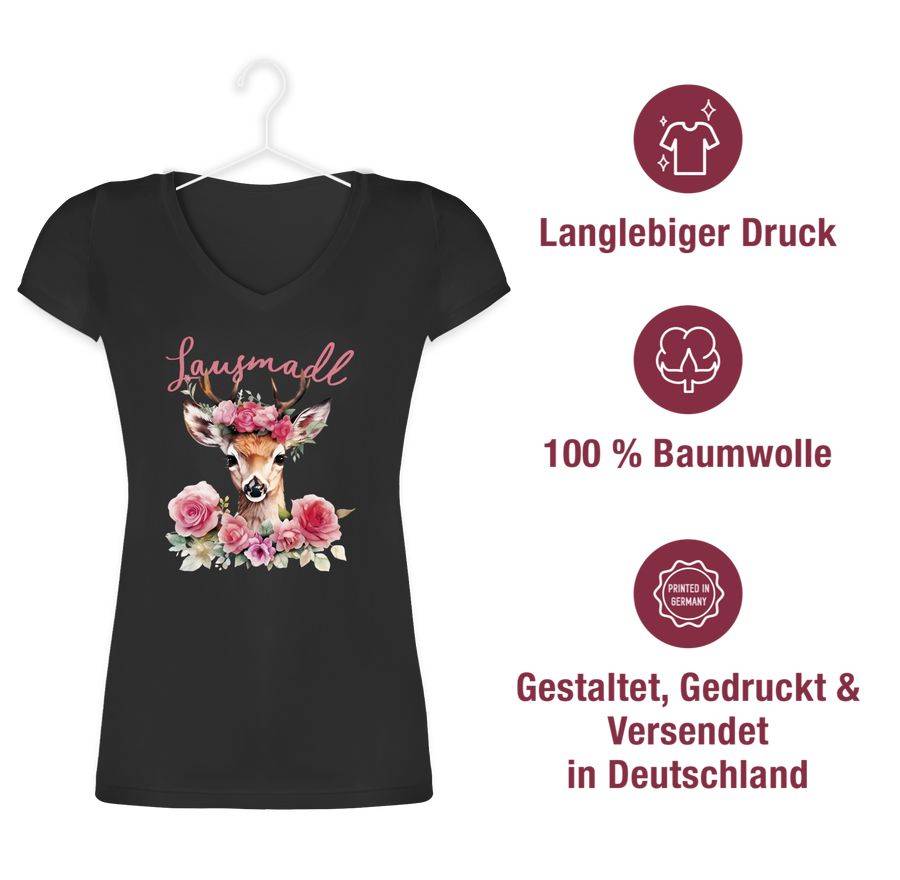 Shirtracer Lausmadl Reh Geweih - Lausemädchen Freches Mädchen Lausmädchen Lousy Girl Shir Shirtracer