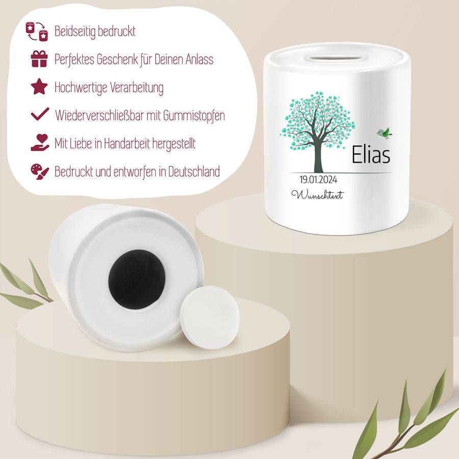 Shirtracer Lebensbaum Geburt Taufe Kommunion Datum Geschenk Shirts & Mehr Shirtracer