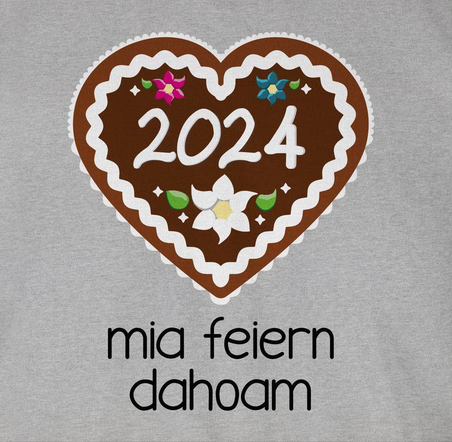 Shirtracer Lebkuchenherz 2024 - Mia Feiern Dahoam - Schwarz: T-Shirt Turnbeutel Shirtracer