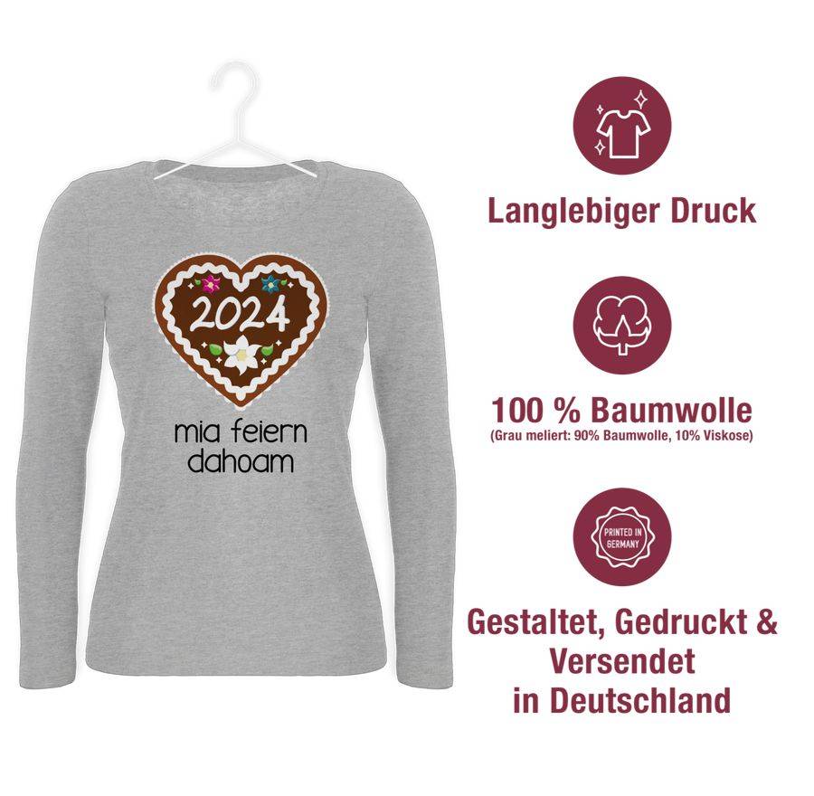 Shirtracer Lebkuchenherz 2024 - Mia Feiern Dahoam - Schwarz: T-Shirt Turnbeutel Shirtracer