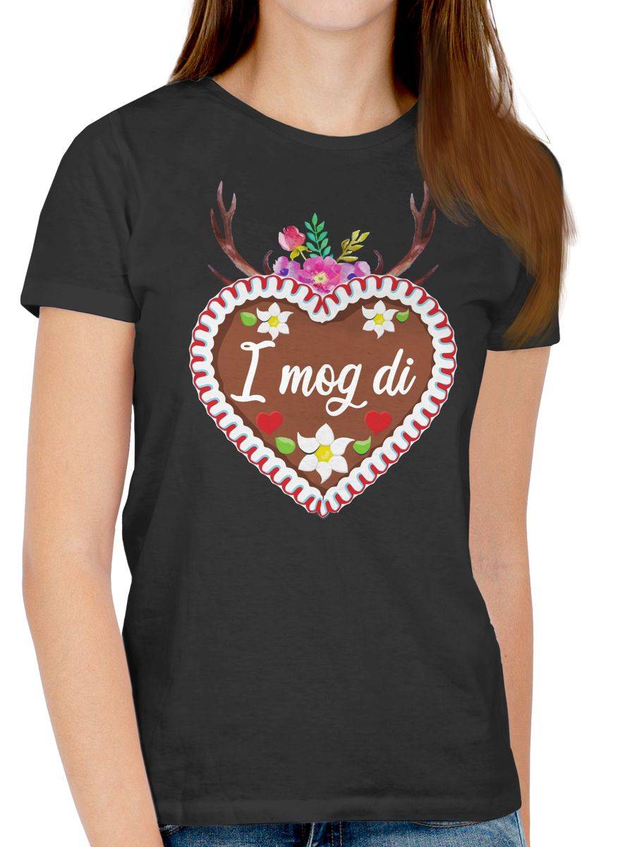 Shirtracer Lebkuchenherz I Mog Di Mit Geweih Und Blumen Shirts & Mehr Shirtracer
