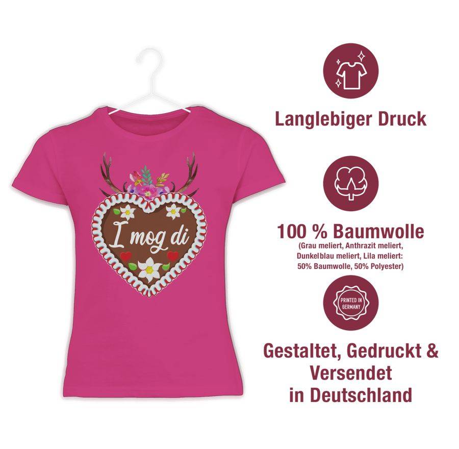 Shirtracer Lebkuchenherz I Mog Di Mit Geweih Und Blumen Shirts & Mehr Shirtracer