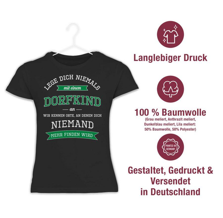 Shirtracer Lege Dich Niemals Mit Einem Dorfkind An: T-Shirt Turnbeutel Shirtracer