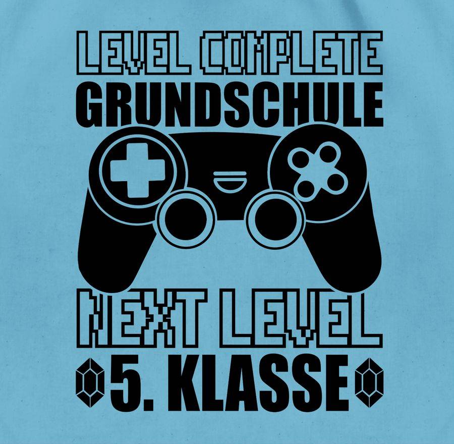 Shirtracer Level Complete - Grundschule Next Level 5. Klasse - Schwarz: Tshirt Turnbeutel Shirtracer