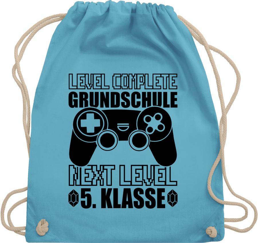 Shirtracer Level complete - Grundschule Next Level 5. Klasse - schwarz: Tshirt Turnbeutel Shirtracer