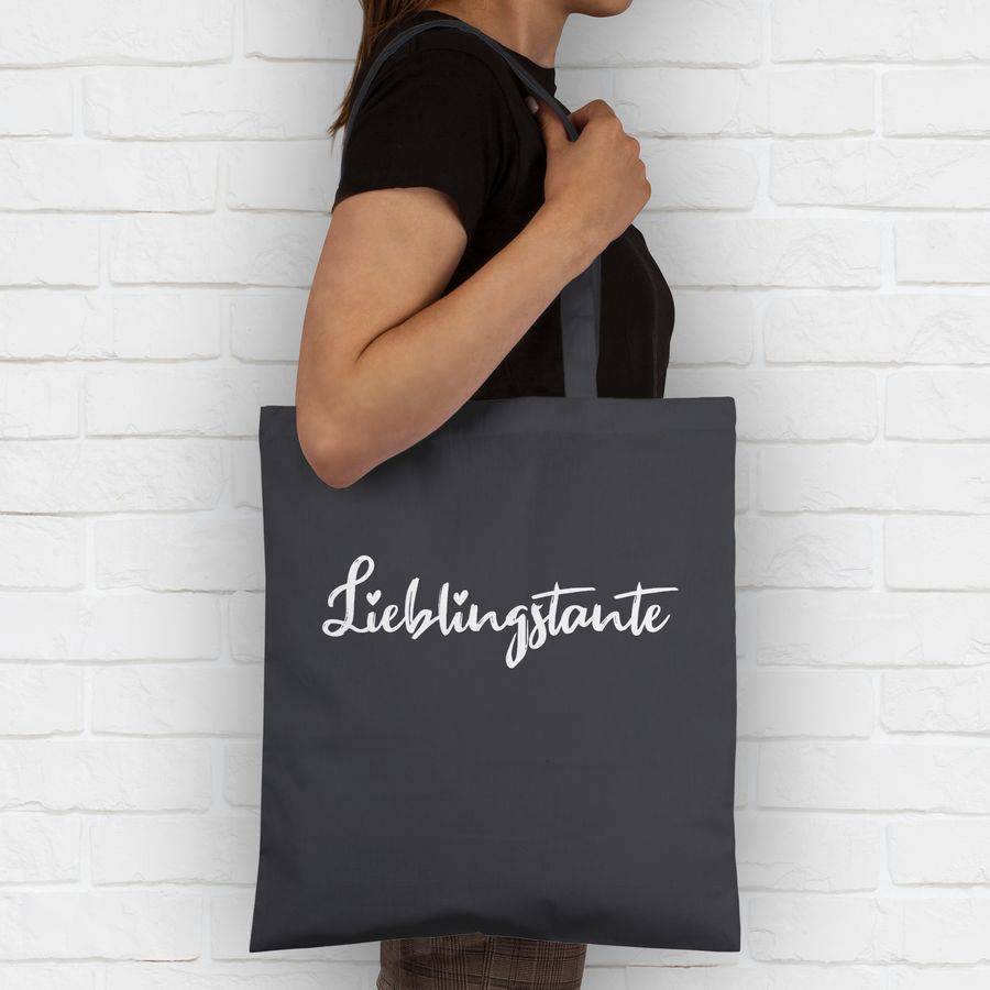 Shirtracer Lieblingstante Schriftzug Weiß: Tshirt Gym Bag Shirtracer