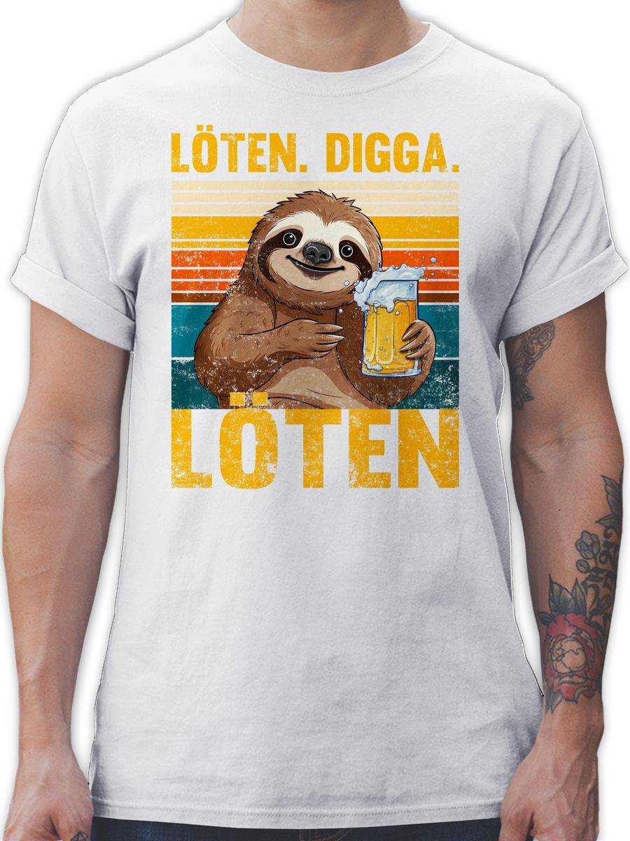 Shirtracer Löten Digga Löten - Digga Löten Bier Biertrinker Faultier Saufi: T-Shirt Gym Bag Shirtracer