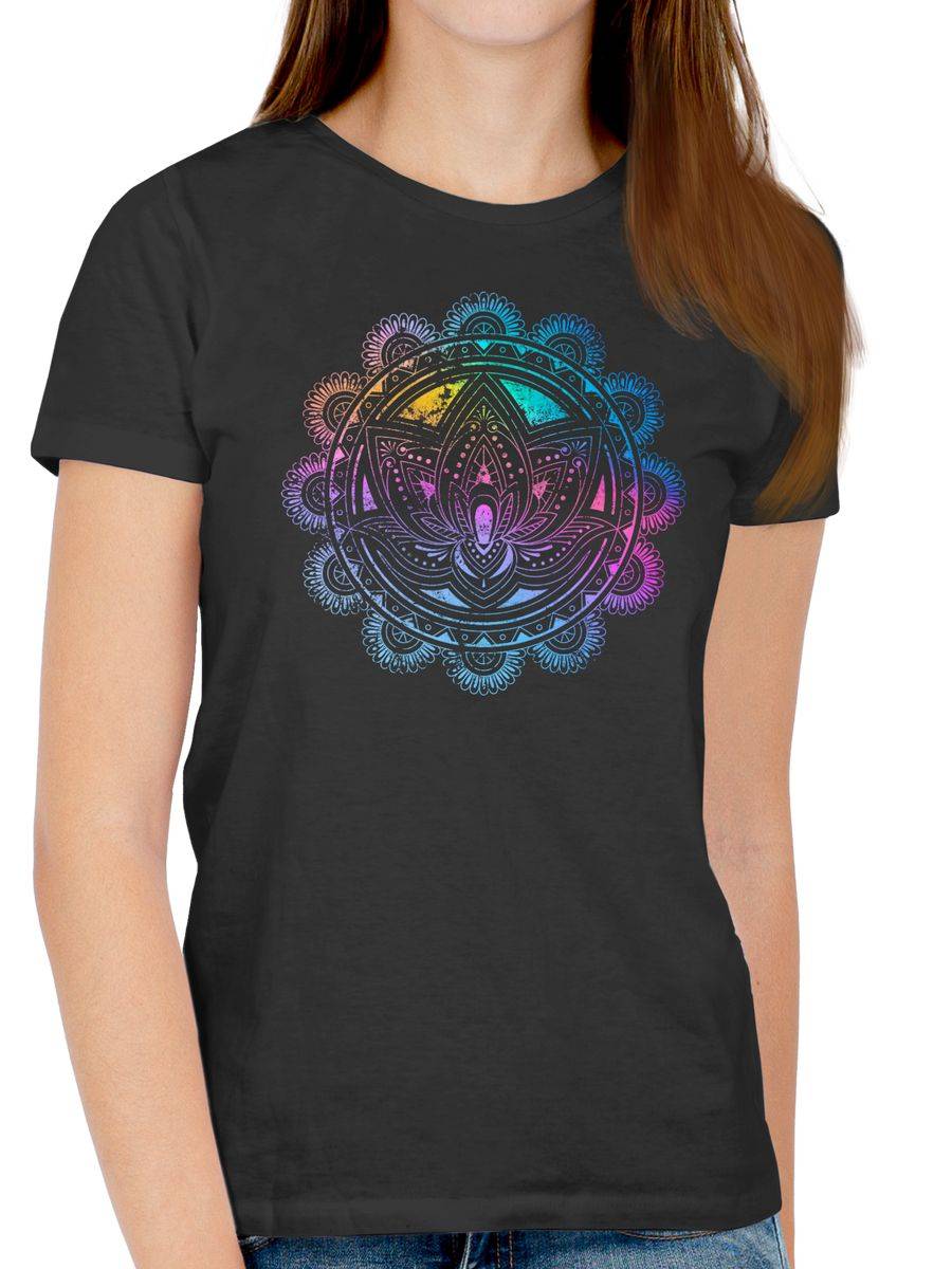 Shirtracer Lotusblume Lotus Meditation Entspannung Spirituelle Mandala Pilates: T-Shirt Ruc Shirtracer