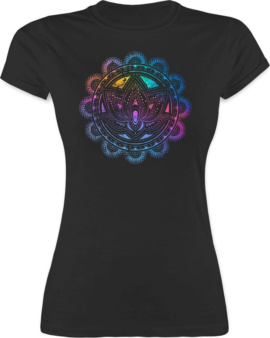 Shirtracer Lotusblume Lotus Meditation Entspannung Spirituelle Mandala Pilates: T-Shirt Ruc Shirtracer
