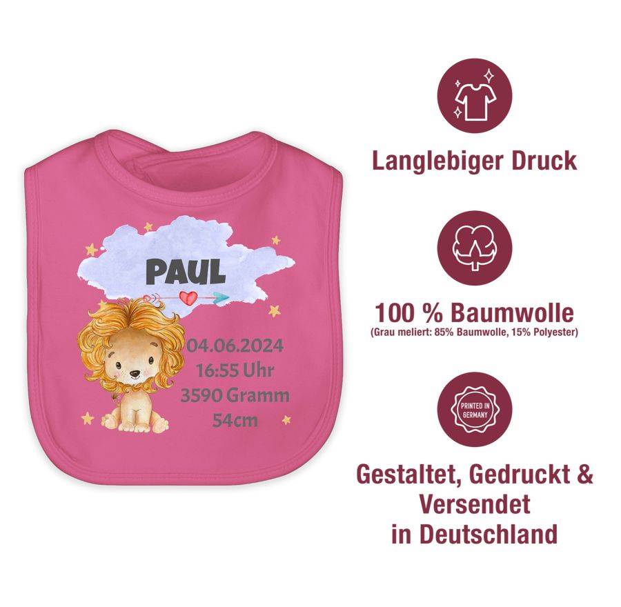 Shirtracer Löwe Geburtsdaten - Junge Datum Gewicht Uhrzeit Größe Shirts & Mehr Shirtracer