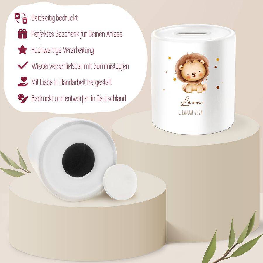 Shirtracer Löwe Mit Name Und Datum - Geburtstag Geburt Tiermotiv Geschenk: Tshirt Gym Bag Shirtracer